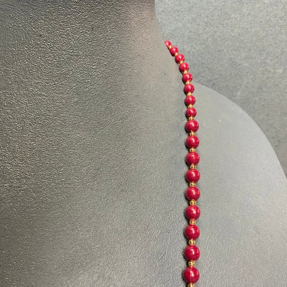 Citation Retro Necklace Round Red Gold Spacers - Picture 4 of 7